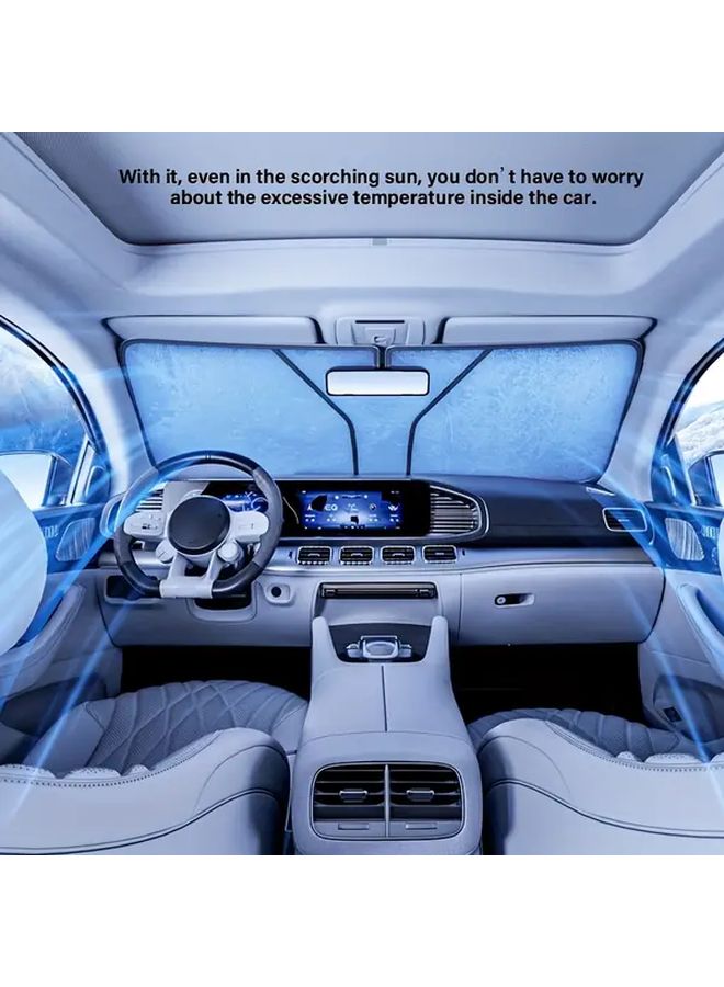 Foldable Car Sun Visor Front Windshield Sunshade Heat Insulation 55 91x29 53 Inch Small Size - Image 5